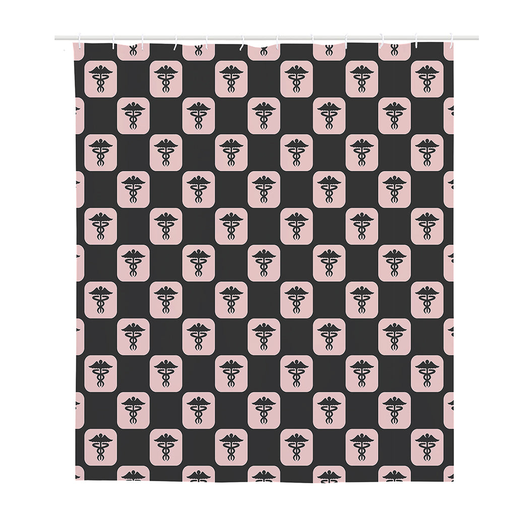 Caduceus Pattern Print Polyester Shower Curtain