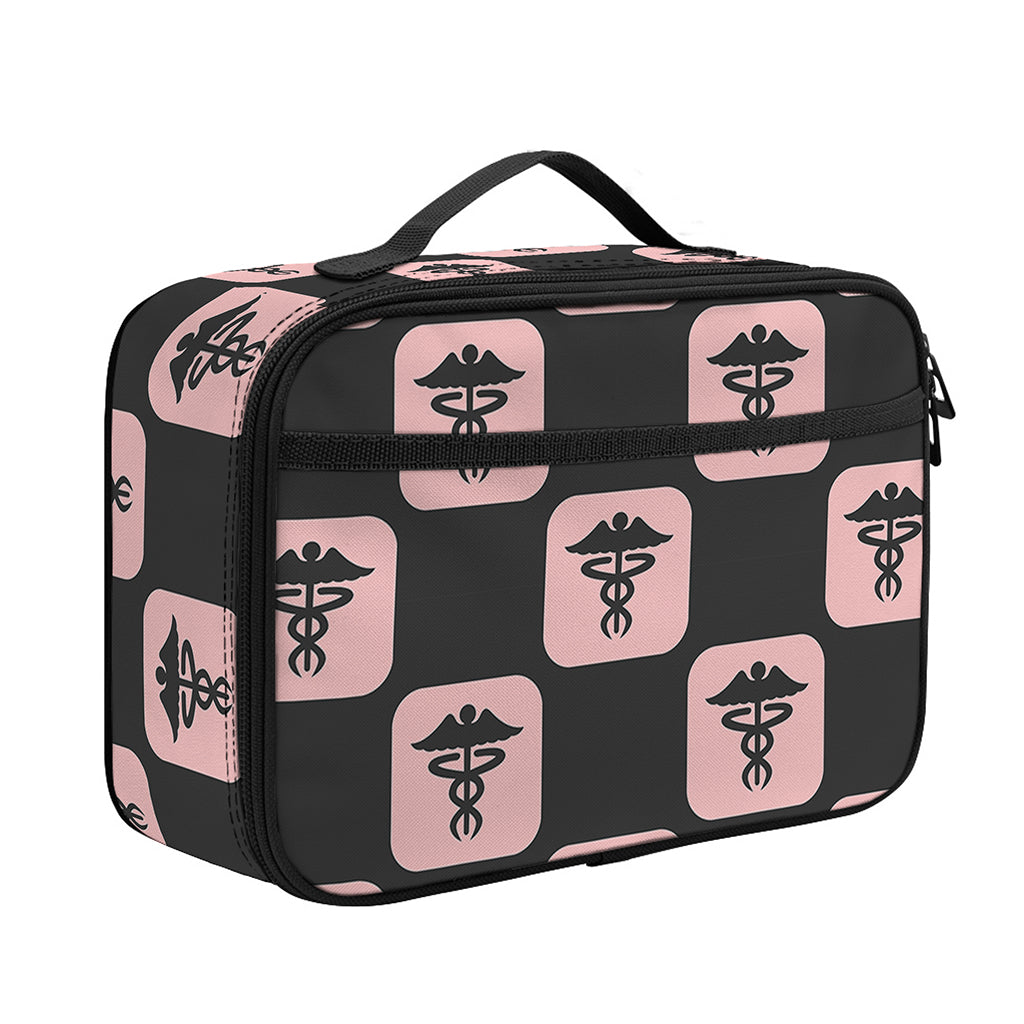 Caduceus Pattern Print Portable Lunch Bag
