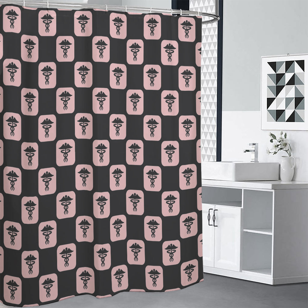 Caduceus Pattern Print Premium Shower Curtain