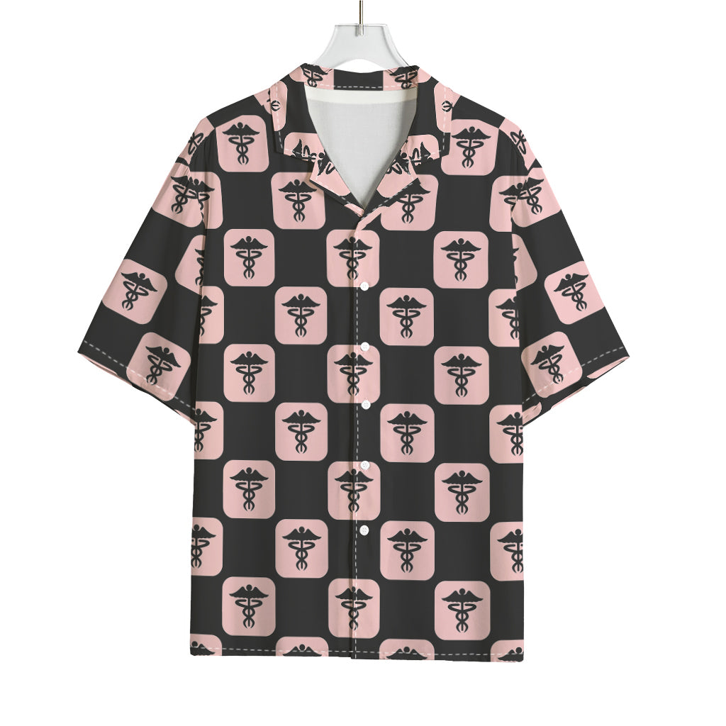 Caduceus Pattern Print Rayon Hawaiian Shirt
