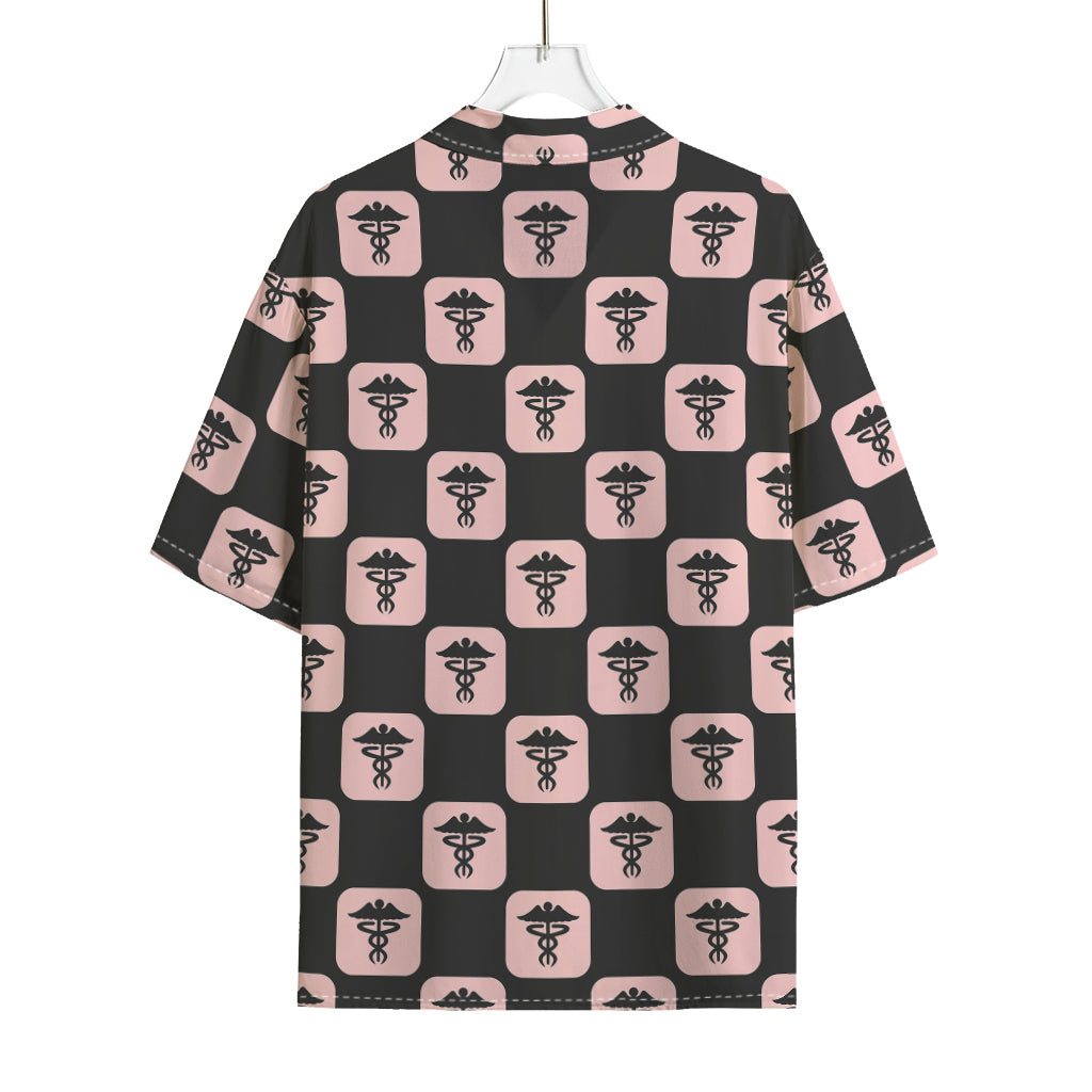 Caduceus Pattern Print Rayon Hawaiian Shirt