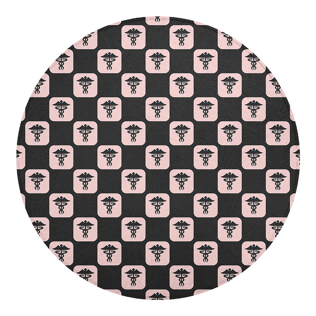 Caduceus Pattern Print Round Blanket