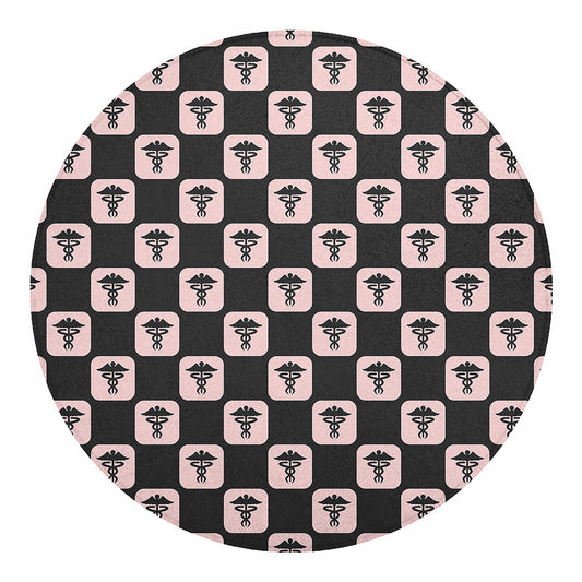 Caduceus Pattern Print Round Blanket