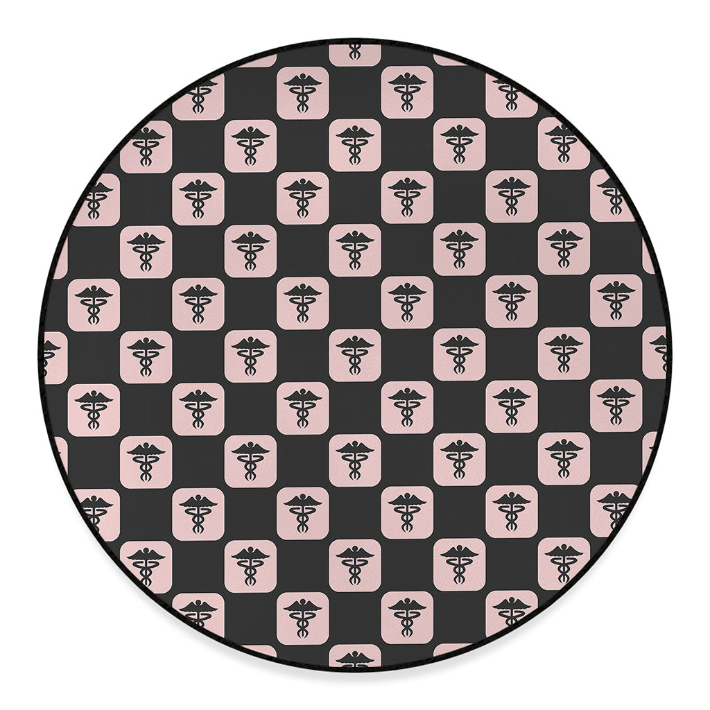 Caduceus Pattern Print Round Floor Mat