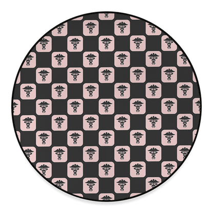 Caduceus Pattern Print Round Floor Mat