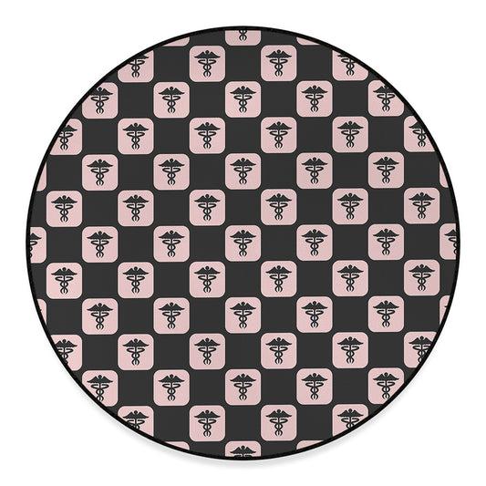 Caduceus Pattern Print Round Floor Mat