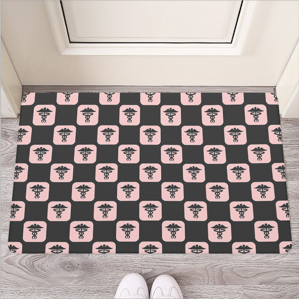 Caduceus Pattern Print Rubber Doormat