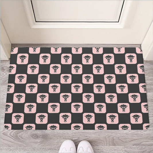 Caduceus Pattern Print Rubber Doormat
