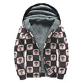 Caduceus Pattern Print Sherpa Lined Zip Up Hoodie