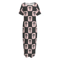 Caduceus Pattern Print Short Sleeve Long Nightdress