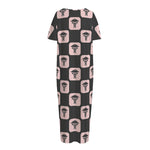 Caduceus Pattern Print Short Sleeve Long Nightdress
