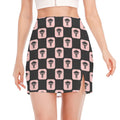 Caduceus Pattern Print Side Slit Mini Skirt