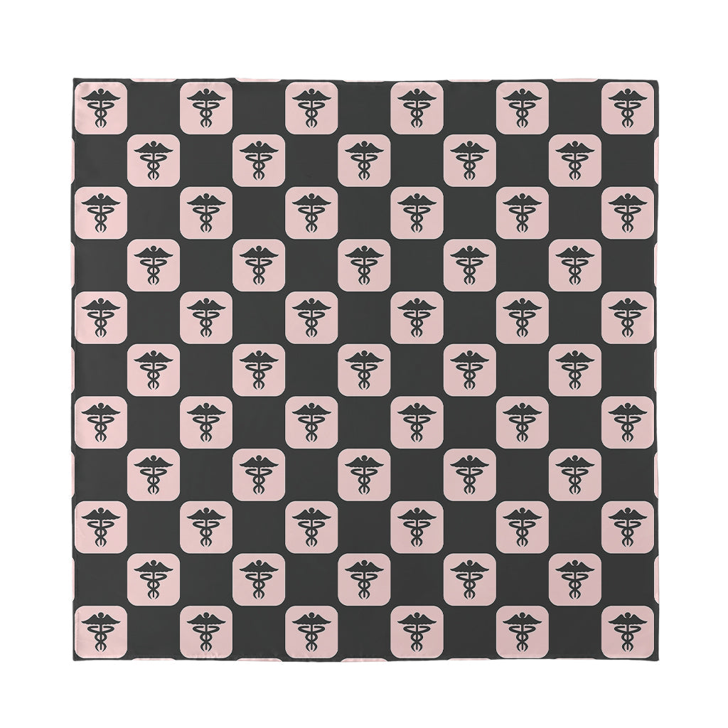 Caduceus Pattern Print Silk Bandana