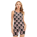 Caduceus Pattern Print Sleeveless One Piece Swimsuit