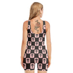 Caduceus Pattern Print Sleeveless One Piece Swimsuit