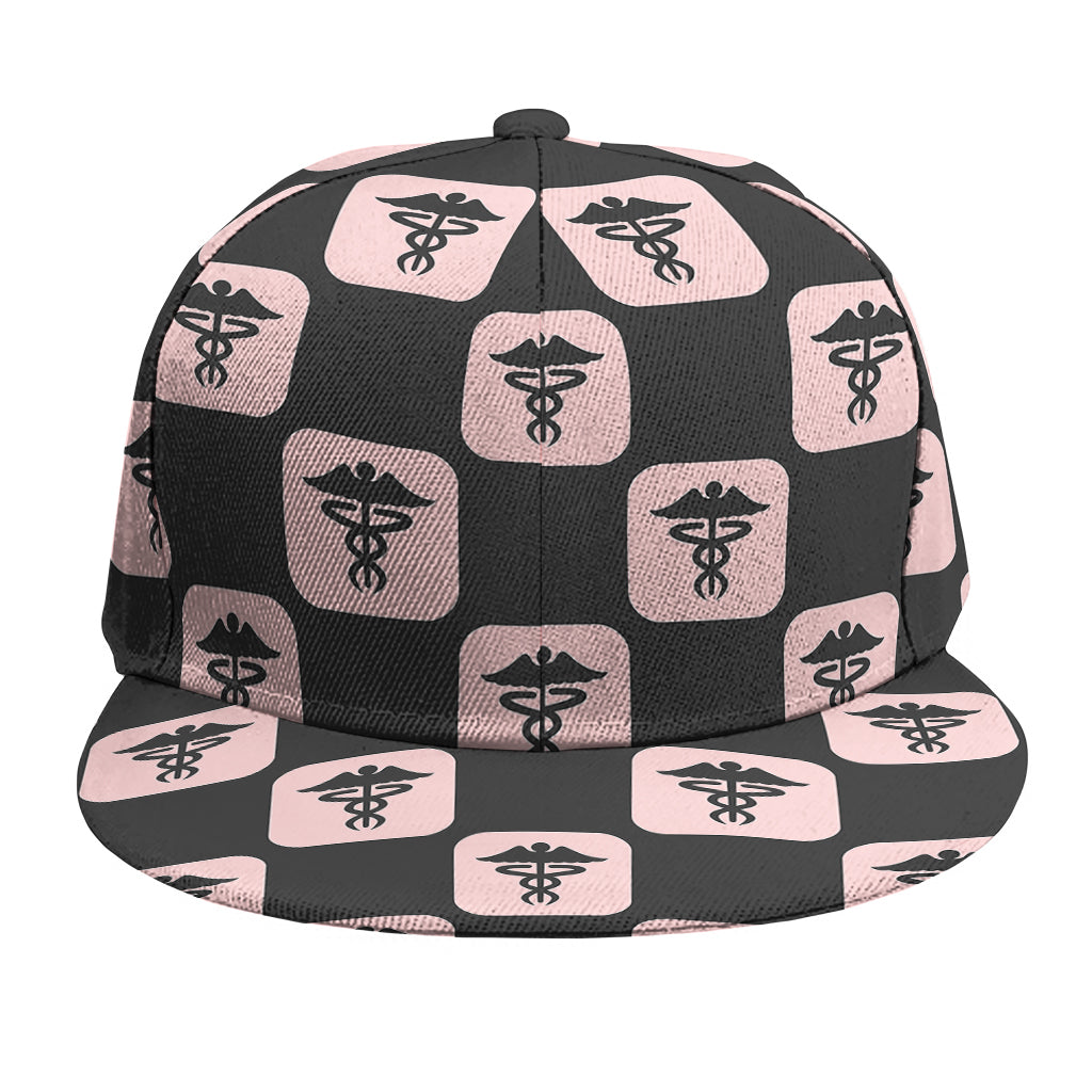 Caduceus Pattern Print Snapback Cap