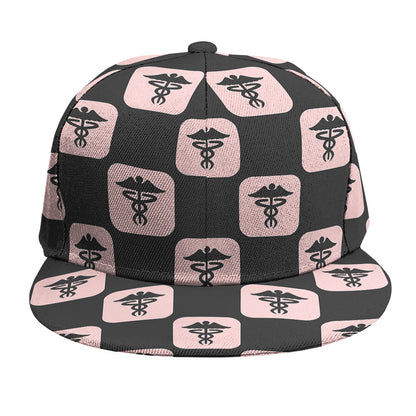 Caduceus Pattern Print Snapback Cap
