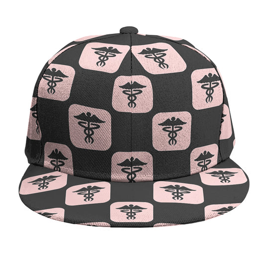 Caduceus Pattern Print Snapback Cap