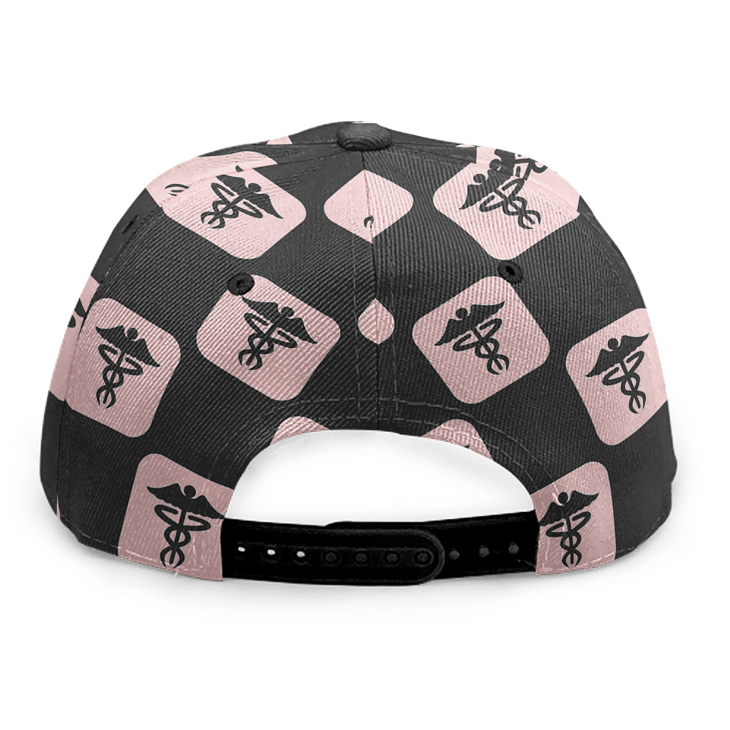 Caduceus Pattern Print Snapback Cap