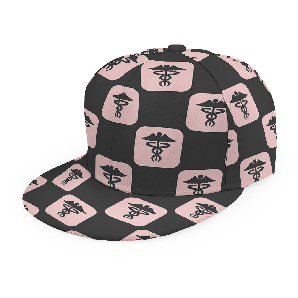 Caduceus Pattern Print Snapback Cap