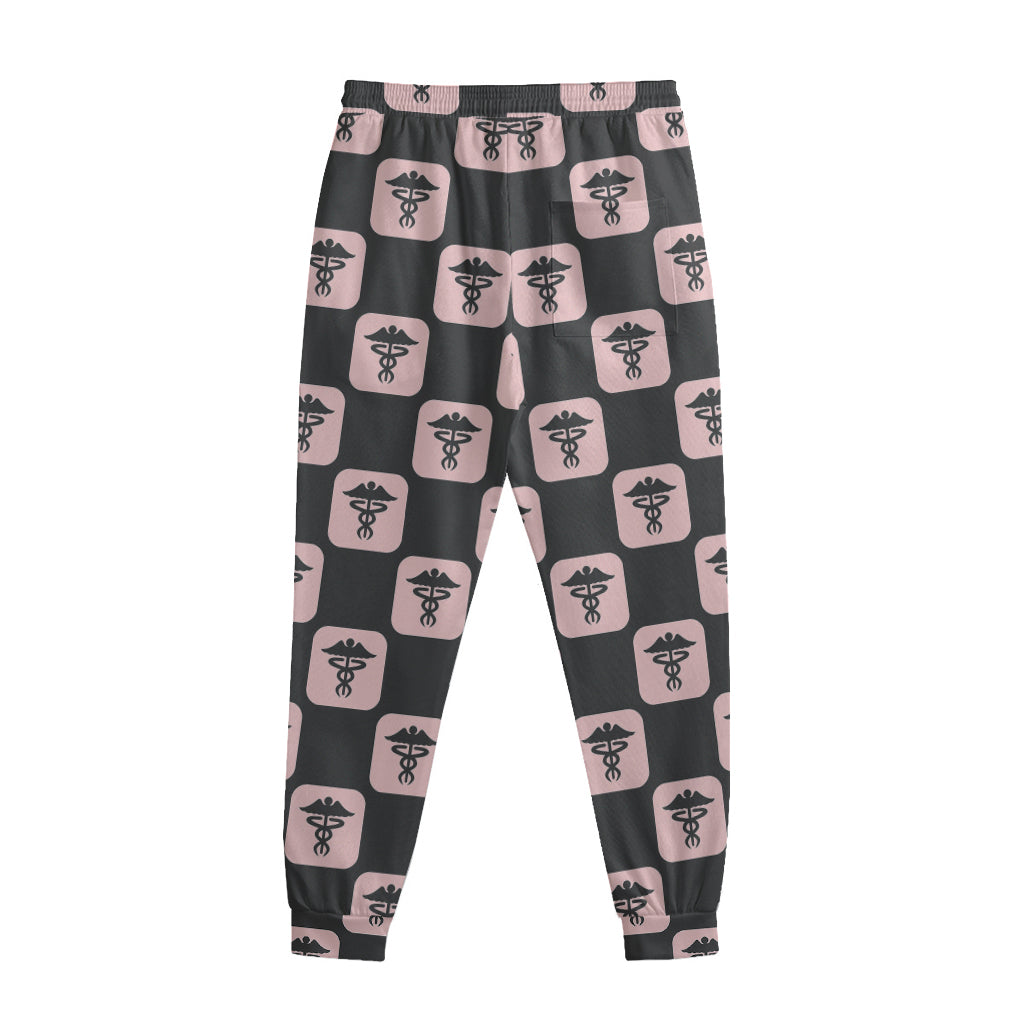 Caduceus Pattern Print Sweatpants