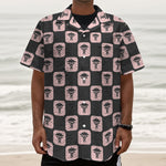 Caduceus Pattern Print Textured Short Sleeve Shirt
