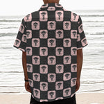 Caduceus Pattern Print Textured Short Sleeve Shirt