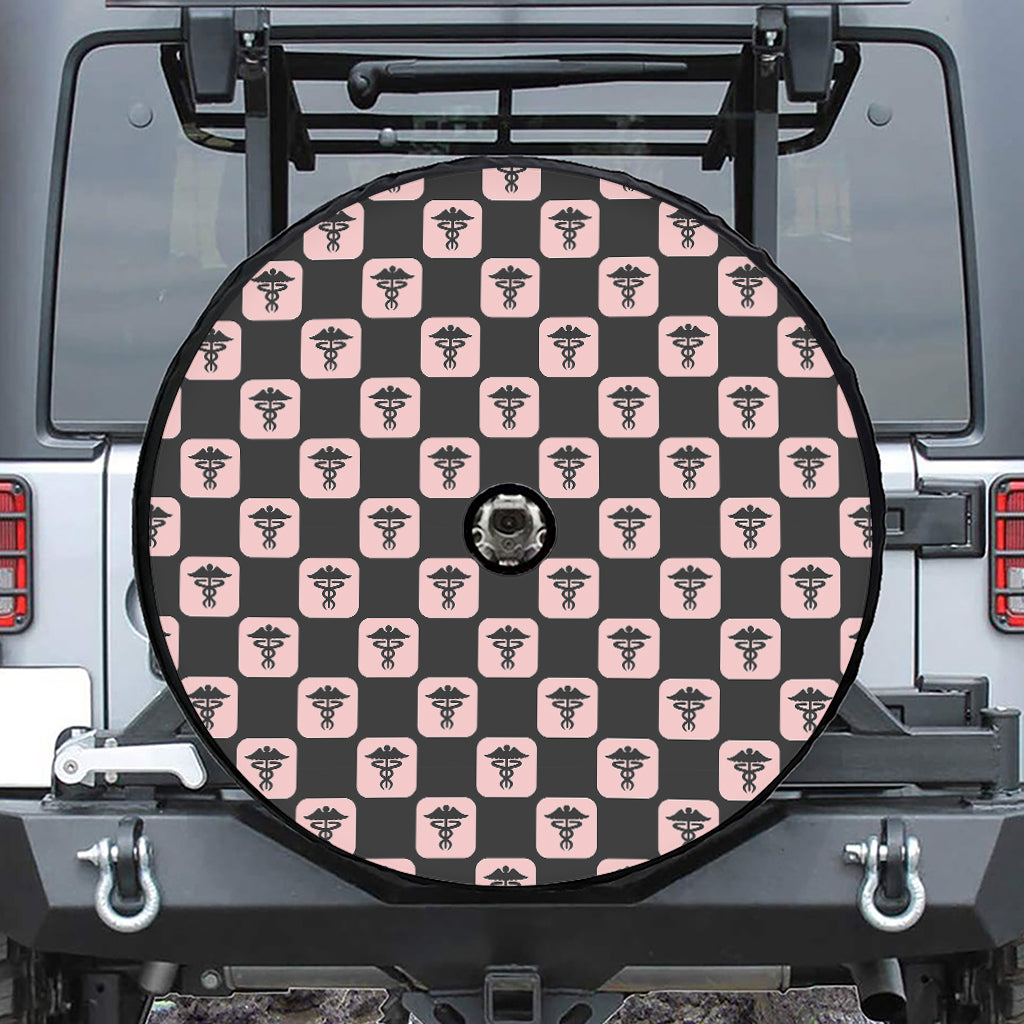 Caduceus Pattern Print Tire Cover With Camera Hole