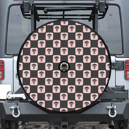Caduceus Pattern Print Tire Cover With Camera Hole