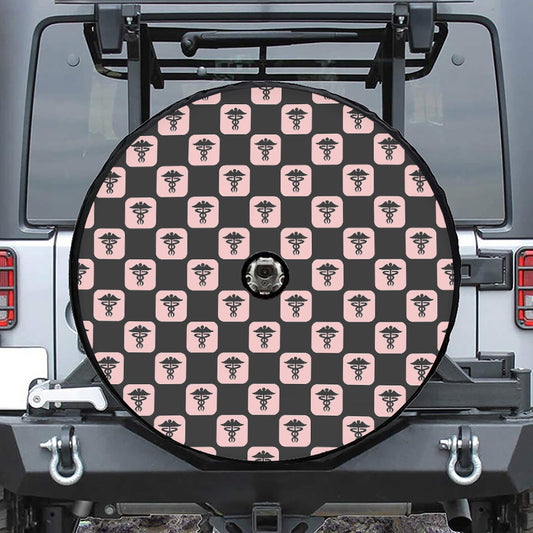 Caduceus Pattern Print Tire Cover With Camera Hole