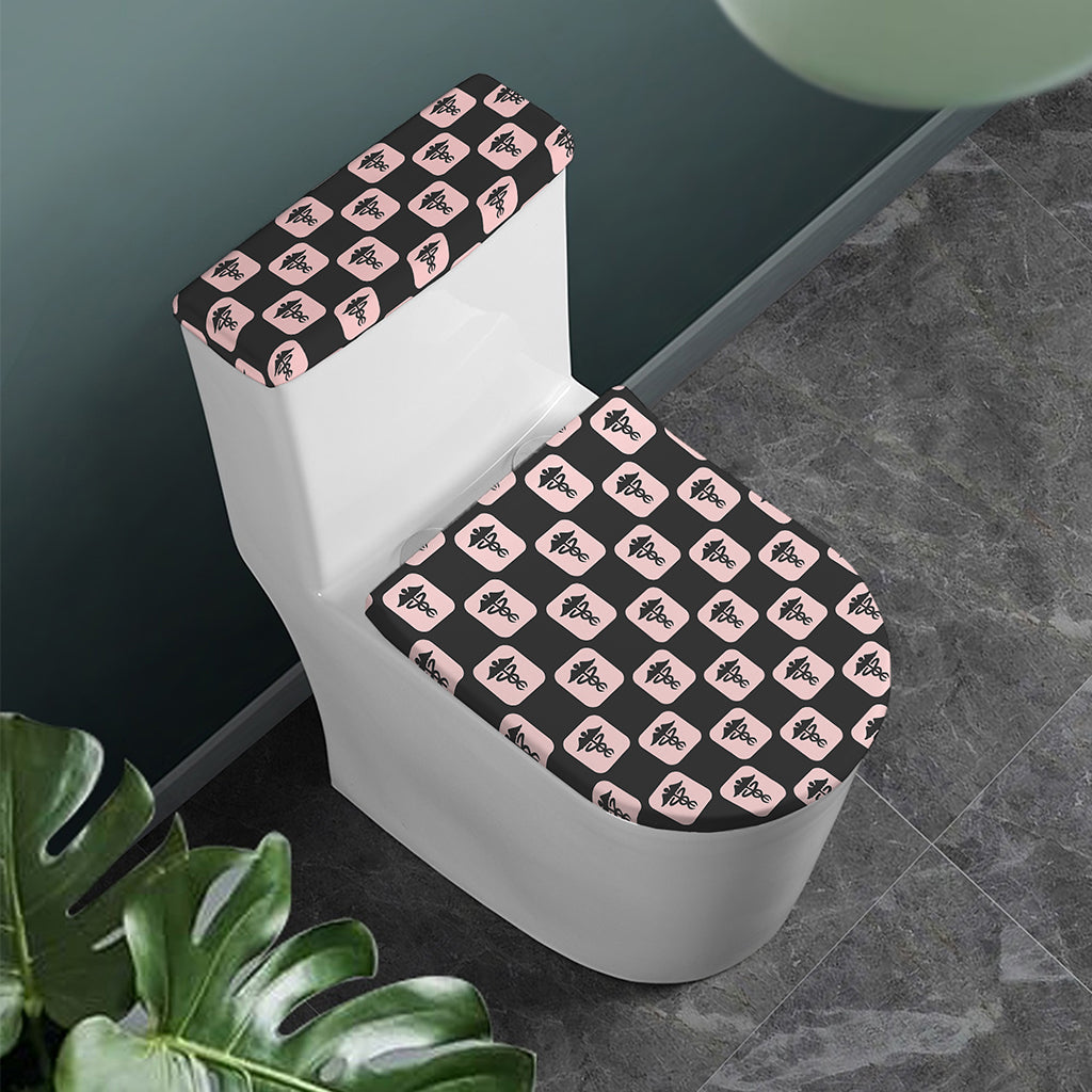 Caduceus Pattern Print Toilet Lid And Tank Cover Set