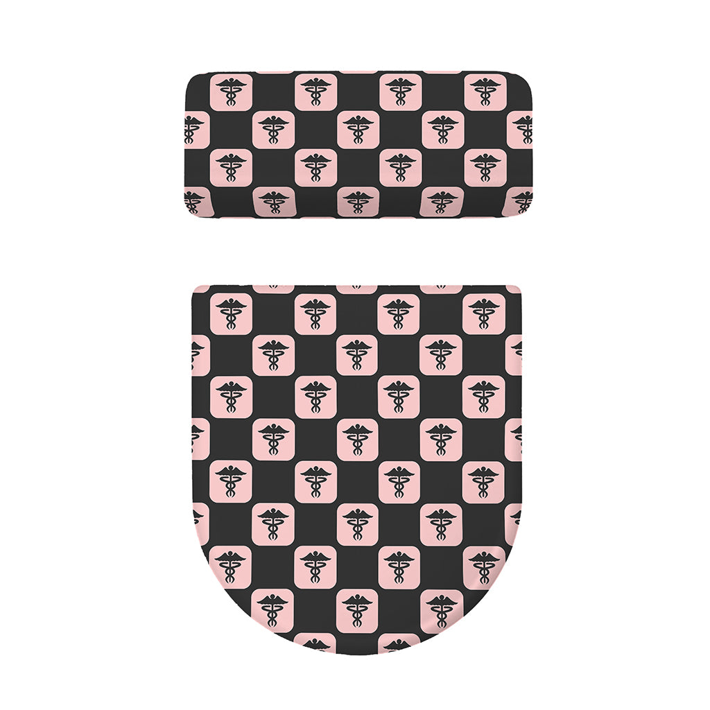 Caduceus Pattern Print Toilet Lid And Tank Cover Set