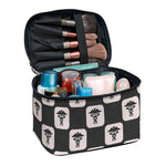 Caduceus Pattern Print Travel Makeup Bag