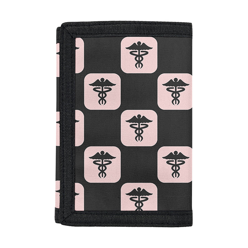 Caduceus Pattern Print Trifold Wallet