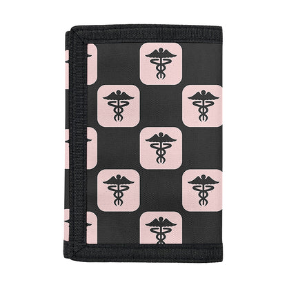 Caduceus Pattern Print Trifold Wallet