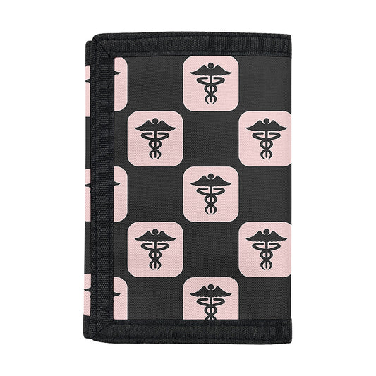 Caduceus Pattern Print Trifold Wallet