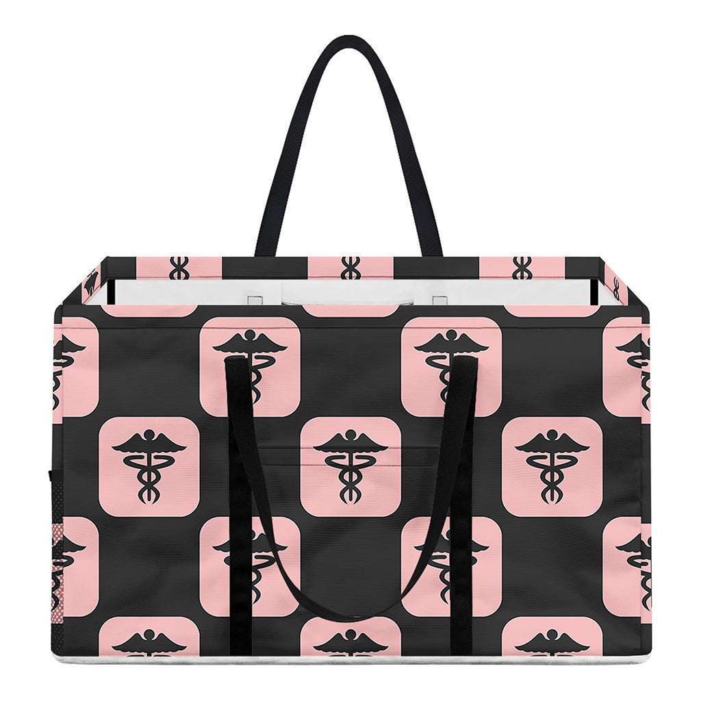 Caduceus Pattern Print Utility Tote Bag
