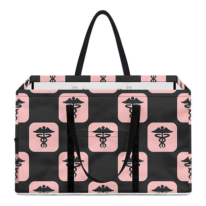 Caduceus Pattern Print Utility Tote Bag