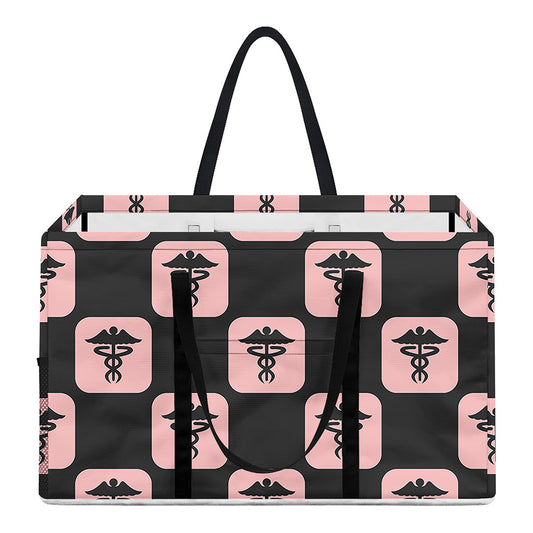 Caduceus Pattern Print Utility Tote Bag