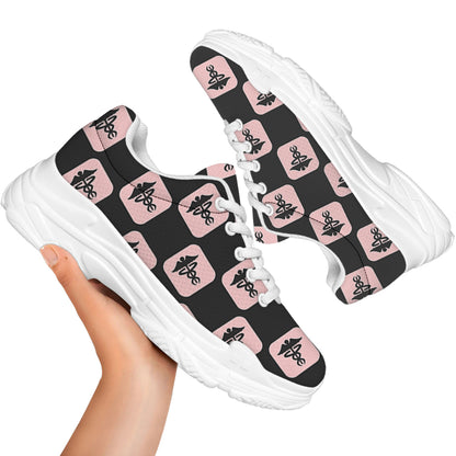 Caduceus Pattern Print White Chunky Shoes