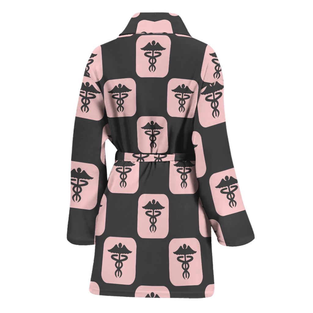 Caduceus Pattern Print Women's Bathrobe
