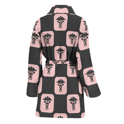 Caduceus Pattern Print Women's Bathrobe