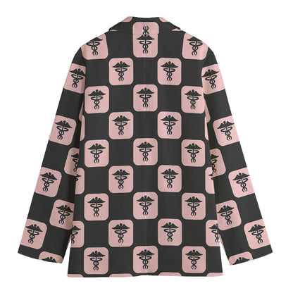 Caduceus Pattern Print Women's Cotton Blazer