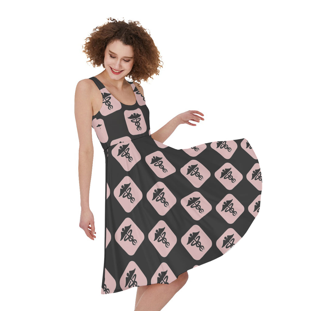 Caduceus Pattern Print Women's Sleeveless Dress