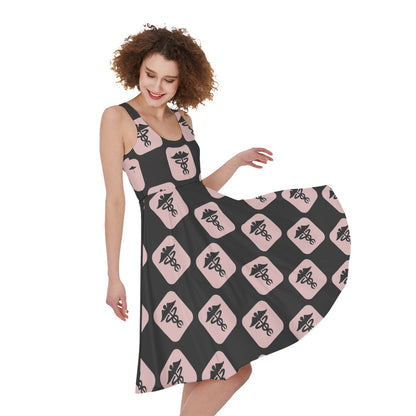Caduceus Pattern Print Women's Sleeveless Dress