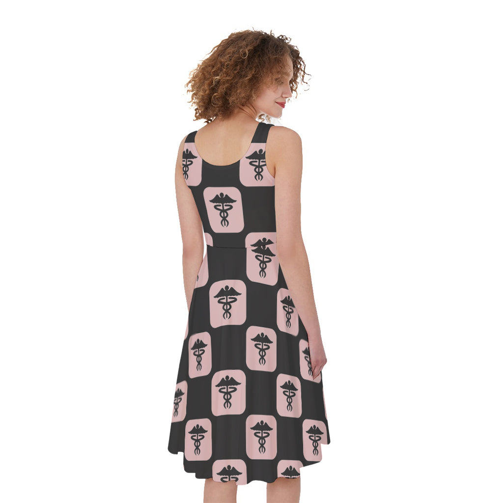 Caduceus Pattern Print Women's Sleeveless Dress