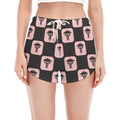 Caduceus Pattern Print Women's Split Running Shorts