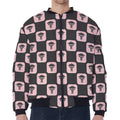 Caduceus Pattern Print Zip Sleeve Bomber Jacket