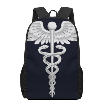 Caduceus Symbol Of Medicine Print 17 Inch Backpack