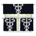 Caduceus Symbol Of Medicine Print 3 Piece Kitchen Curtains